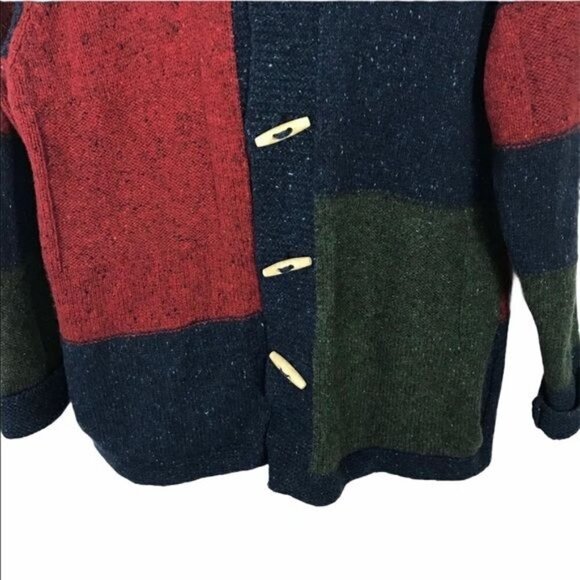 Kerry Woollen Mills 100% Wool Hooded Color Block Cardigan Small / Medium - Picture 4 of 7